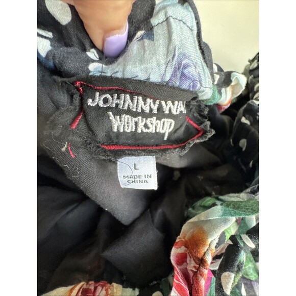 Johnny Was Workshop Size L Polkalona Floral Paperbag Shorts Boho Chic Cotton - Picture 6 of 13